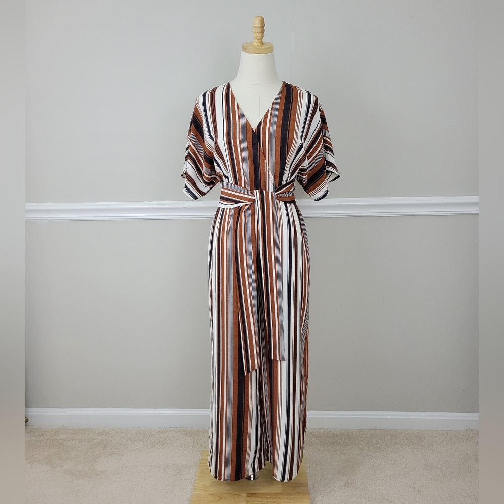blu pepper Colorblock Stripe Wiide Leg Jumpsuit Romper